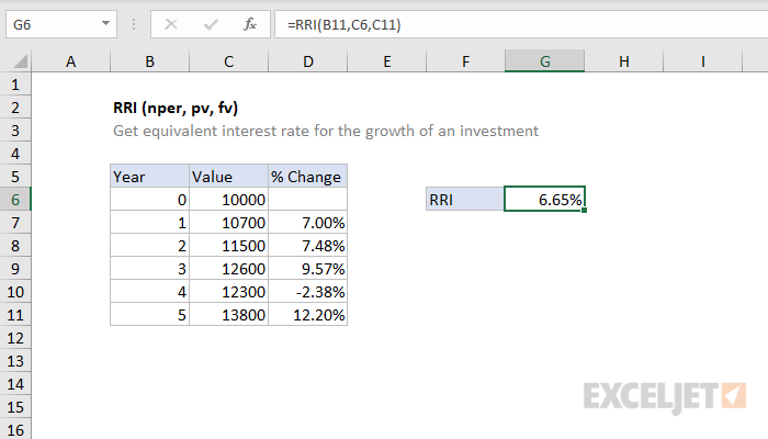 функция RRI в Excel