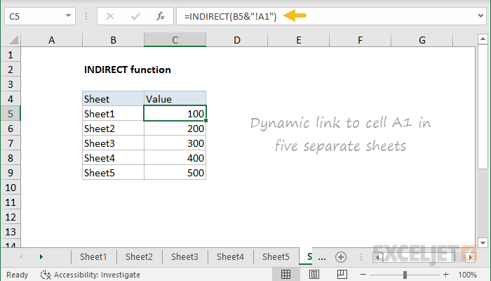 Функция INDIRECT в Excel